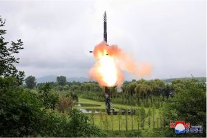 Hwasong-18 intercontinental ballistic missile is launched from an undisclosed location in North Korea in this image released by North Korea's Korean Central News Agency on July 13, 2023