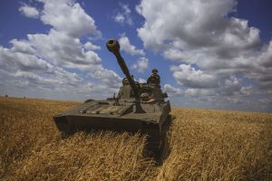 Ukrainian soldiers patrol with a howitzer near the Vuhledar frontline amid the Russia-Ukraine war, July 1, 2023, in Donetsk Oblast, Ukraine.