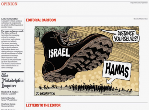 American media published satirical cartoons criticizing Israel's military actions, causing controversy and apologizing