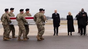 US President Joe Biden and First Lady Jill Biden attended a repatriation ceremony for three American soldiers killed in a drone attack