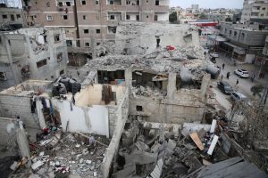 A house damaged in an Israeli strike lies in ruin, amid the ongoing conflict between Israel and the Palestinian Islamist group Hamas, in Rafah, in the southern Gaza Strip